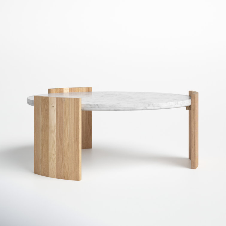 Whilem French Deco White Marble Round Coffee Table