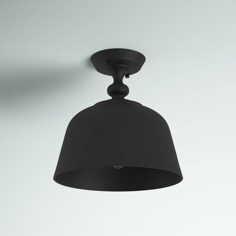 Matte Black Glass and Nickel Semi-Flush Mount Light