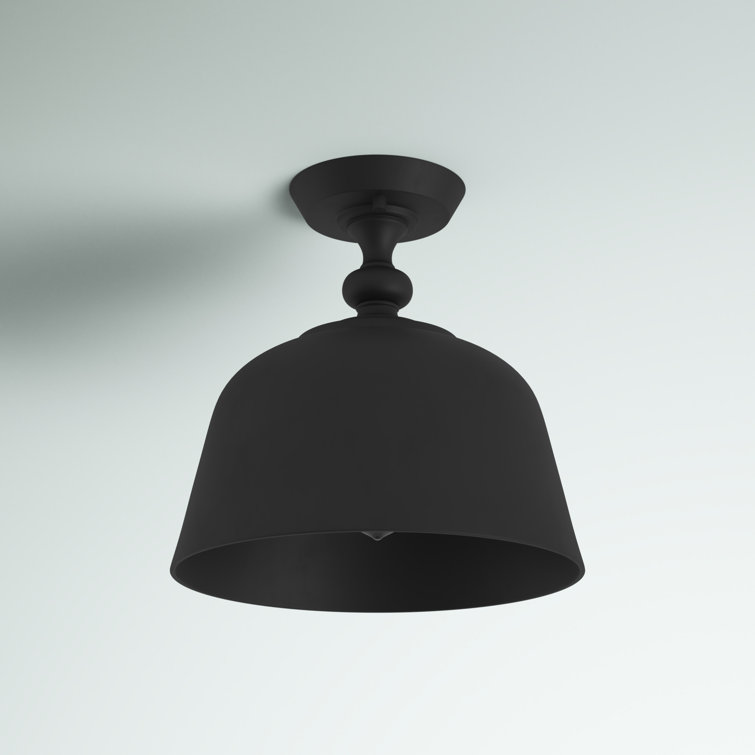Matte Black Glass and Nickel Semi-Flush Mount Light
