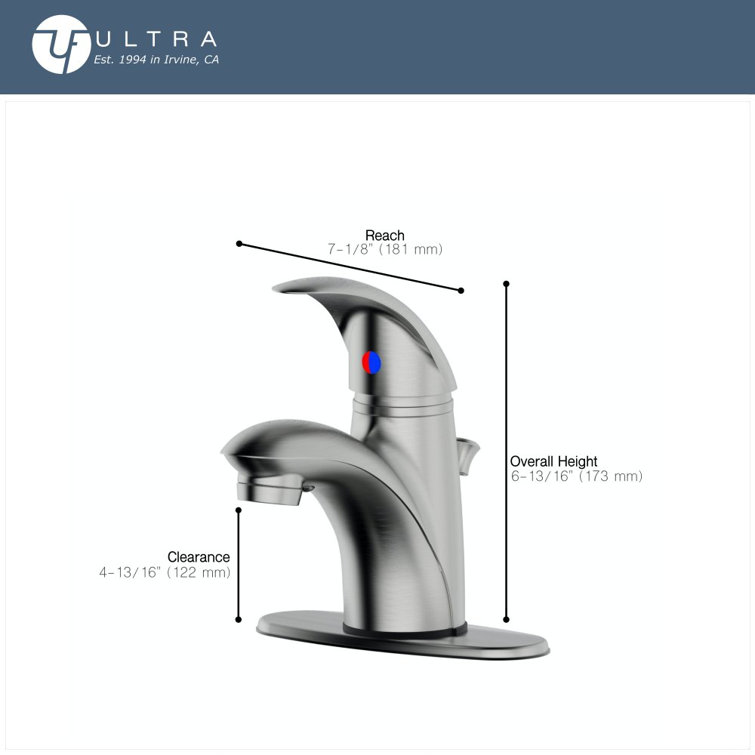 Ultra Chrome Single-Handle Bathroom Sink Faucet with Lever