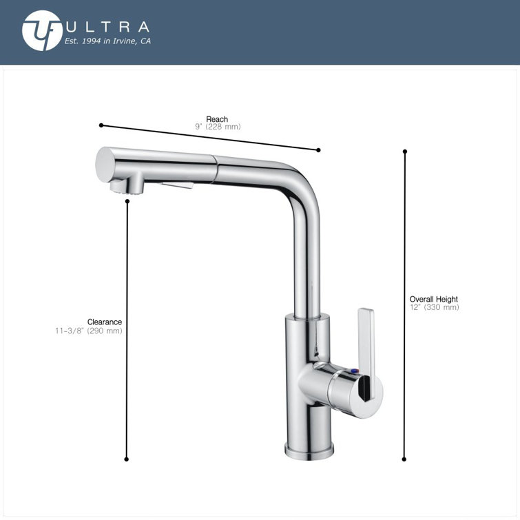 Matte Black Contemporary Pull-Out Kitchen Faucet with Lever Handle