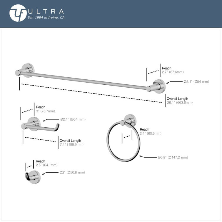 Polished Chrome Brass Wall Mounted J-Hook Robe Hook
