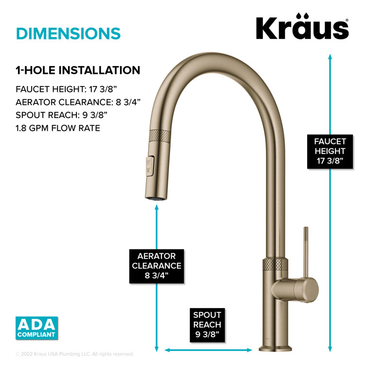 Brushed Gold High-Arc Brass Kitchen Faucet with Pull-Out Spray