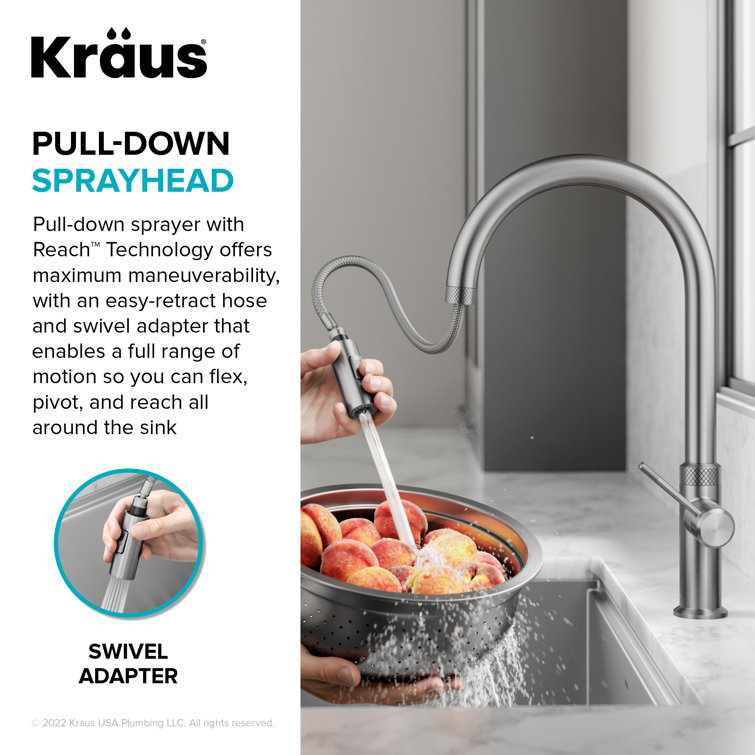 Spot-Free Stainless Steel High-Arc Kitchen Faucet with Pull-Down Spray
