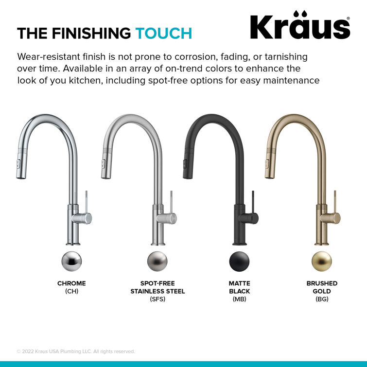 Brushed Gold High-Arc Brass Kitchen Faucet with Pull-Out Spray