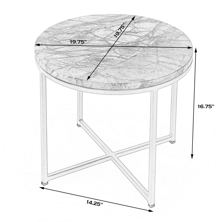 Giovanniya Round Stone Top with Gold Metal Base End Table