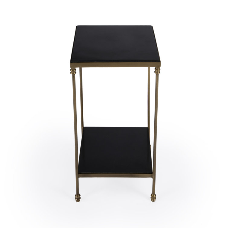 Imogen Black Granite and Iron Rectangular Side Table