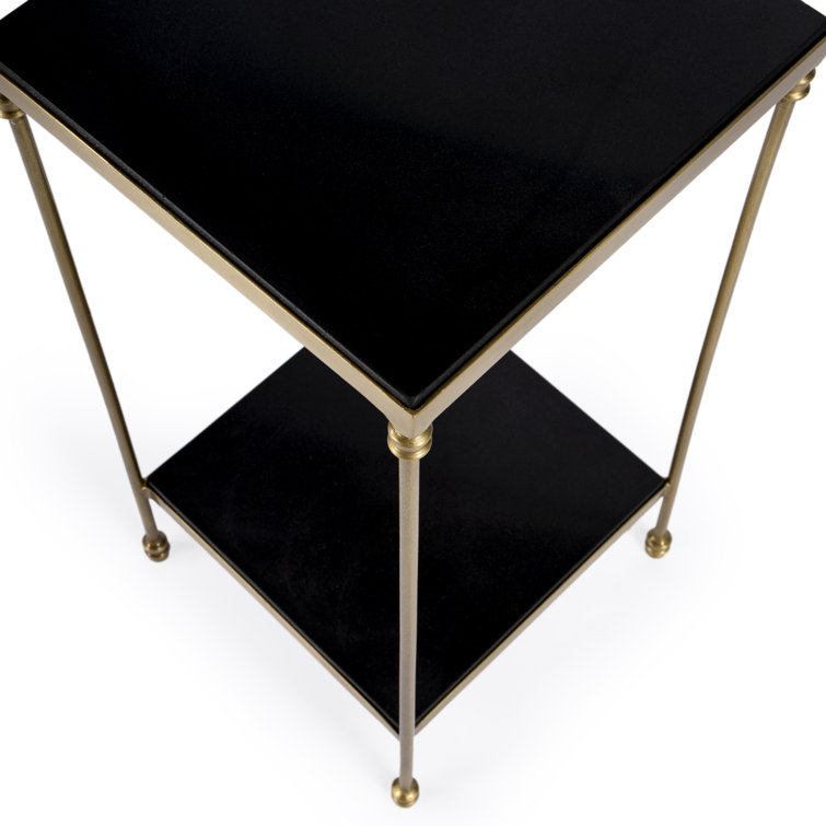 Imogen Black Granite and Iron Rectangular Side Table
