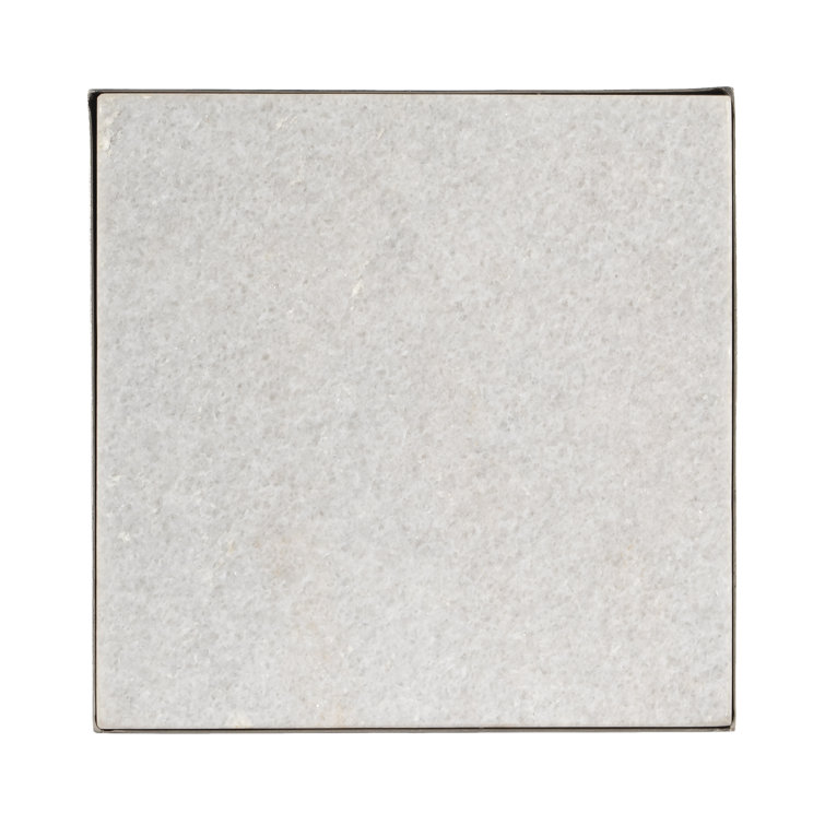 Imogen Sleek White Marble and Silver Metal Side Table