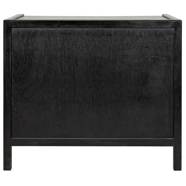 Artesia Hand-Carved Black Mahogany 3-Drawer Side Table