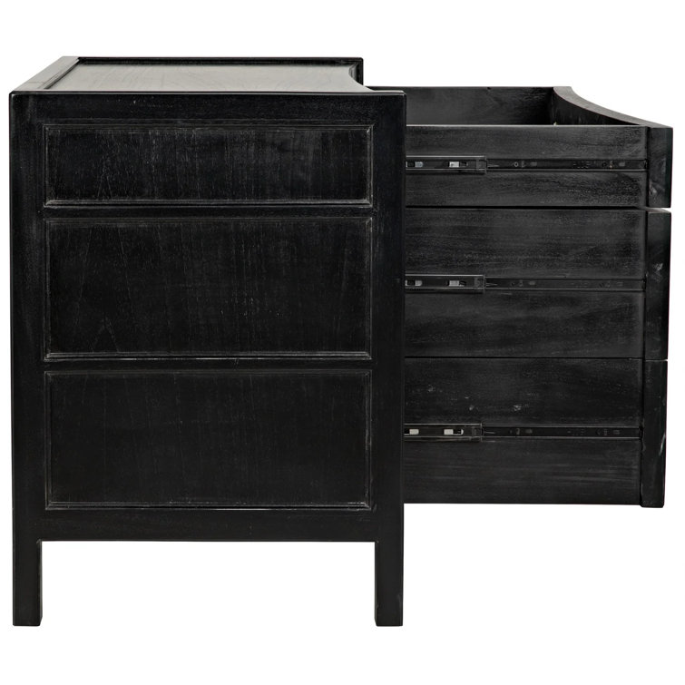 Artesia Hand-Carved Black Mahogany 3-Drawer Side Table