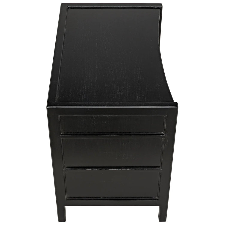 Artesia Hand-Carved Black Mahogany 3-Drawer Side Table