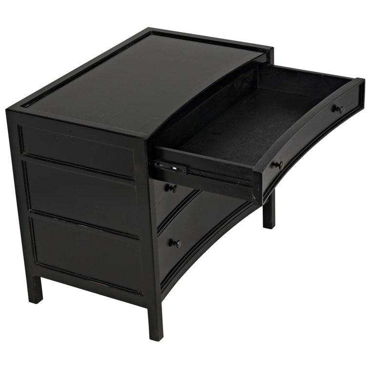Artesia Hand-Carved Black Mahogany 3-Drawer Side Table