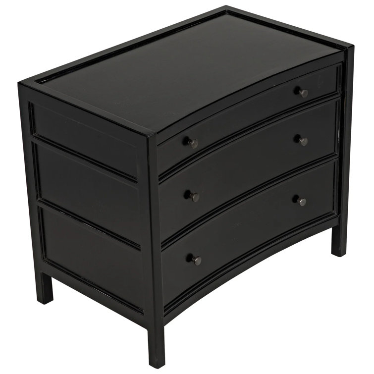 Artesia Hand-Carved Black Mahogany 3-Drawer Side Table