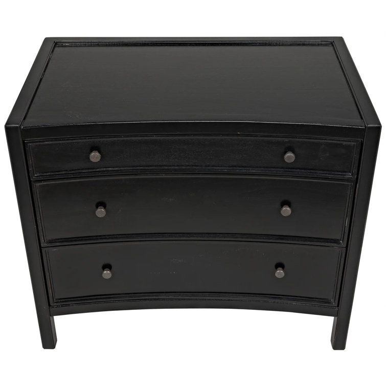Artesia Hand-Carved Black Mahogany 3-Drawer Side Table
