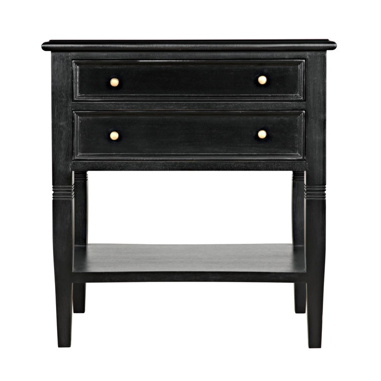 Artisan Crafted Mahogany Side Table with Tapered Legs and Storage