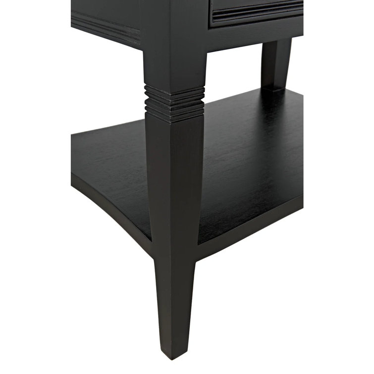 Artisan Crafted Mahogany Side Table with Tapered Legs and Storage