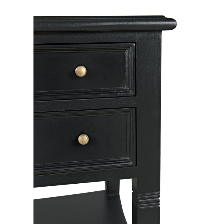 Artisan Crafted Mahogany Side Table with Tapered Legs and Storage