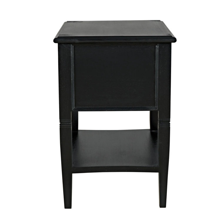 Artisan Crafted Mahogany Side Table with Tapered Legs and Storage