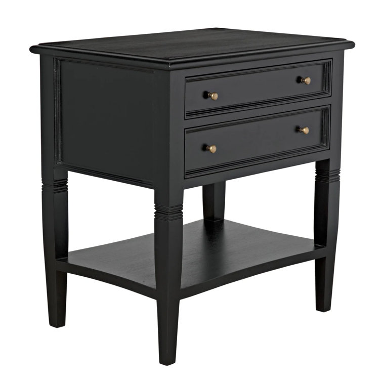 Artisan Crafted Mahogany Side Table with Tapered Legs and Storage