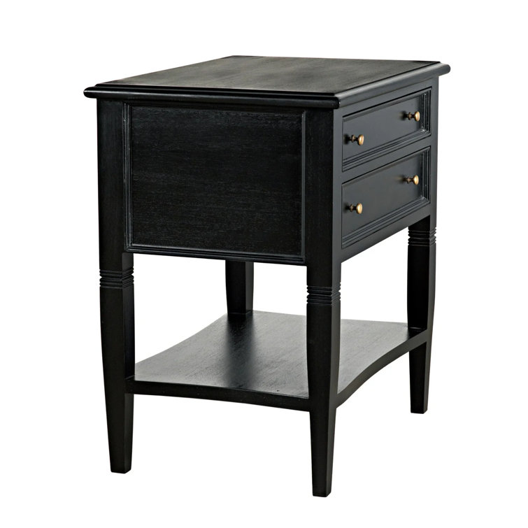 Artisan Crafted Mahogany Side Table with Tapered Legs and Storage