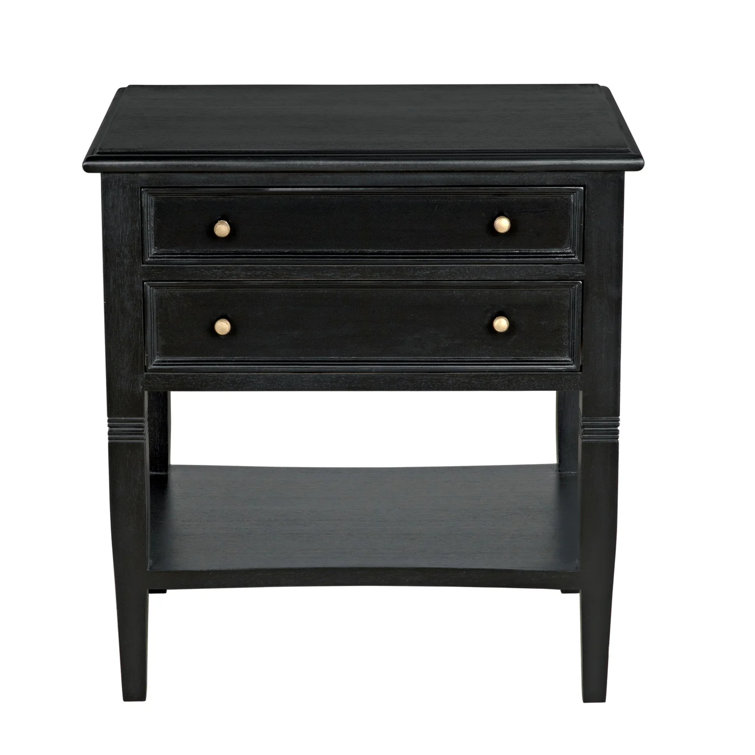 Artisan Crafted Mahogany Side Table with Tapered Legs and Storage