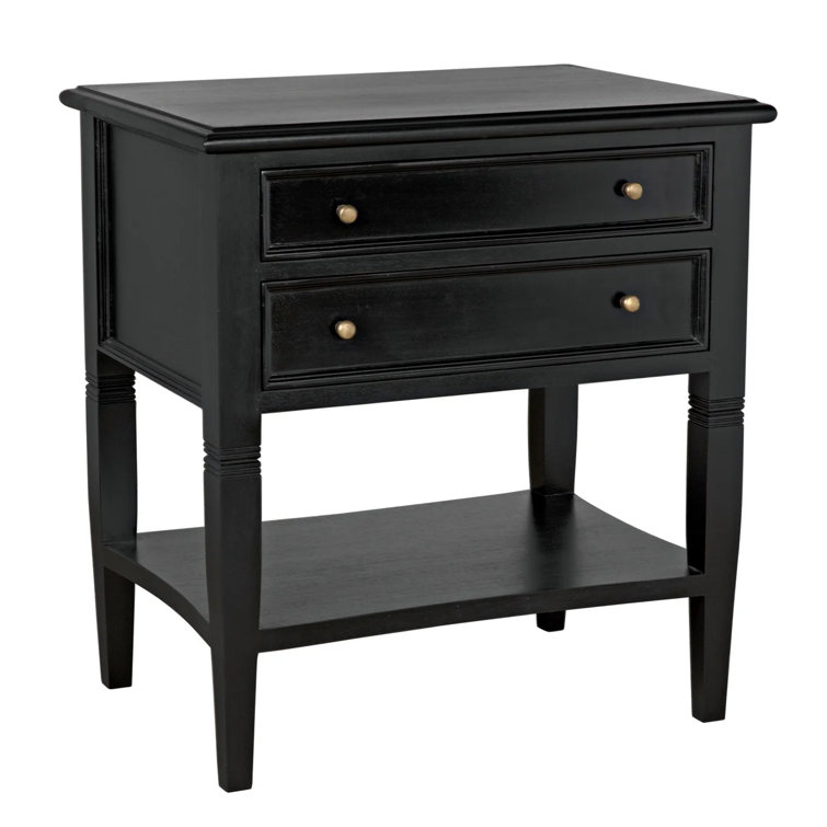 Artisan Crafted Mahogany Side Table with Tapered Legs and Storage