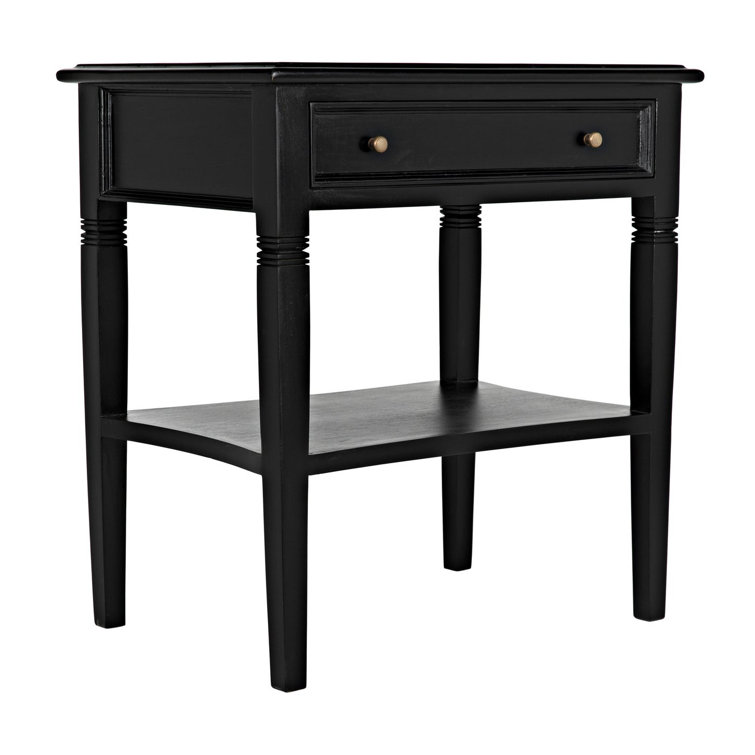 Oxford 20" Solid Mahogany Wood End Table with Storage - Hand Rubbed Black