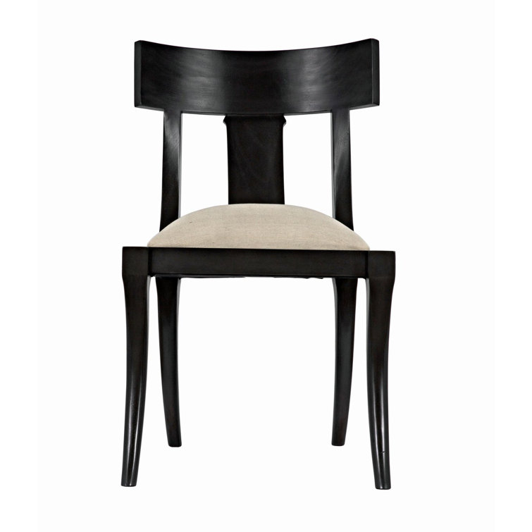 Athena Black Wood Slat Back Upholstered Side Chair