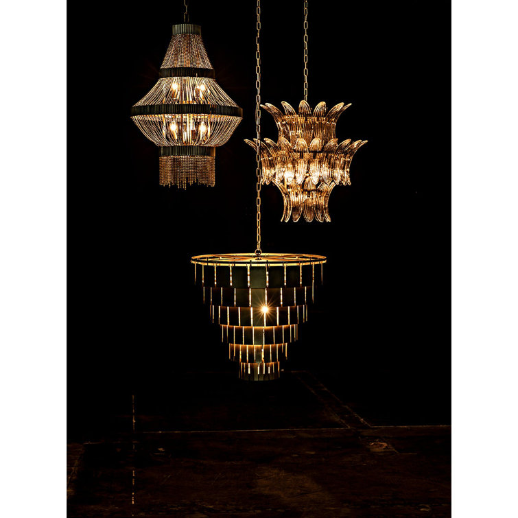 Antique Brass 4-Light Chandelier with Crystal Accents