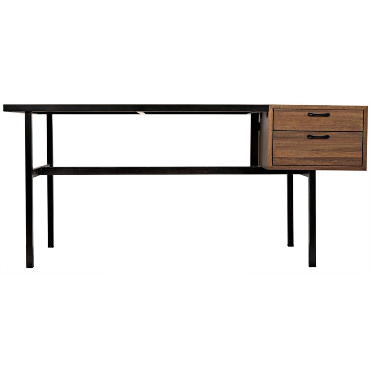 Noir Algeron 28" Black Walnut Writing Desk with Drawers