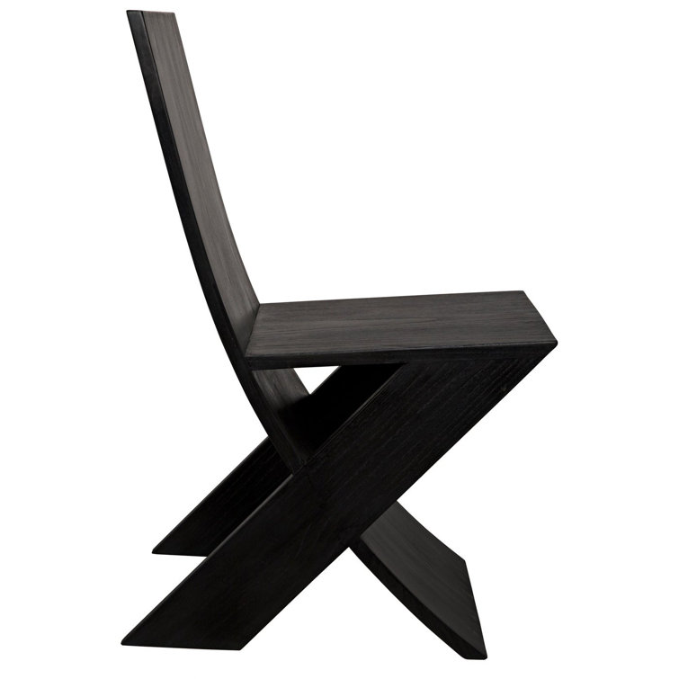 Noir Tech Charcoal Black Solid Wood Slim Side Chair