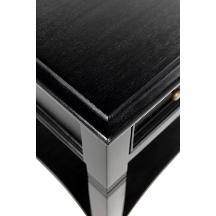 Oxford 20" Solid Mahogany Wood End Table with Storage - Hand Rubbed Black