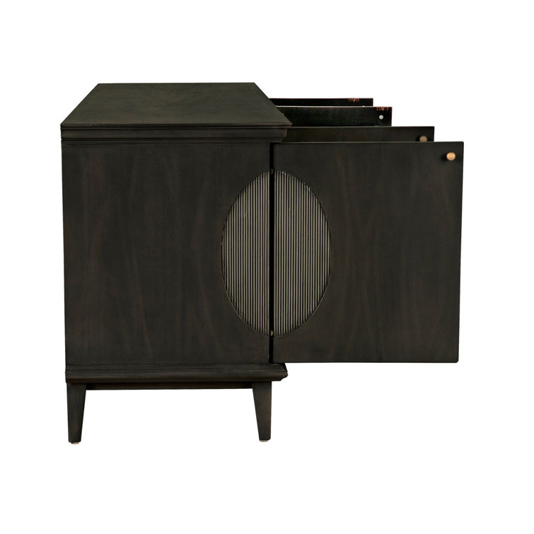 Dumont 74.5'' Black Mahogany Hand-Carved Sideboard
