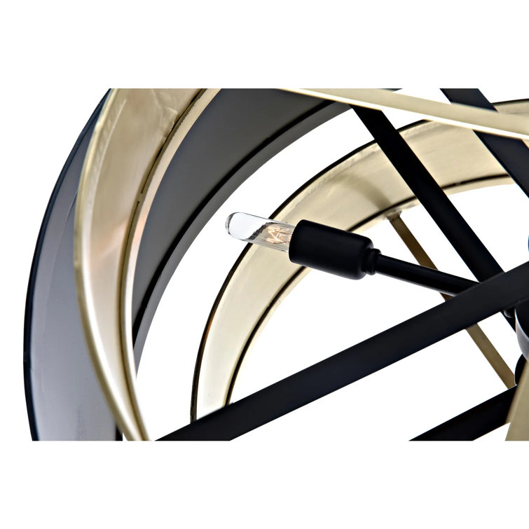Antique Brass and Matte Black 4-Light Pendant