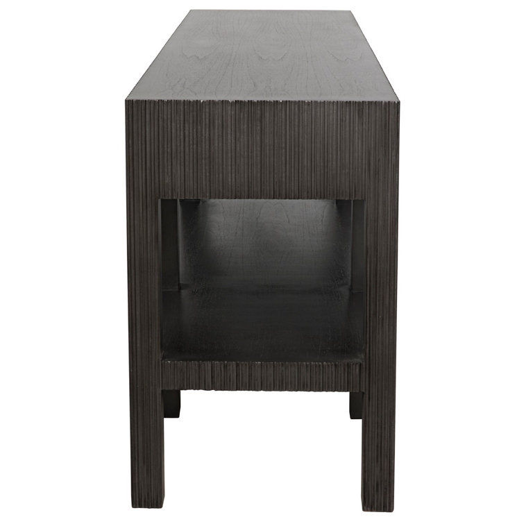 Dark Mahogany Rectangular Hallway Table with Fluted Storage