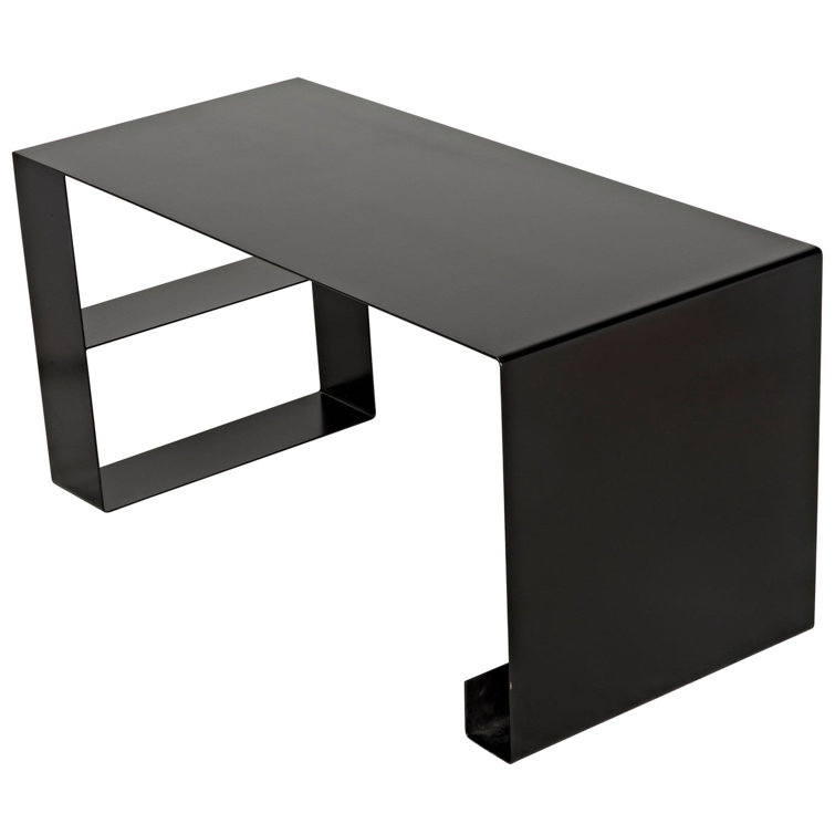 Noir Rustic Charm 60" Black Wood & Metal Writing Desk