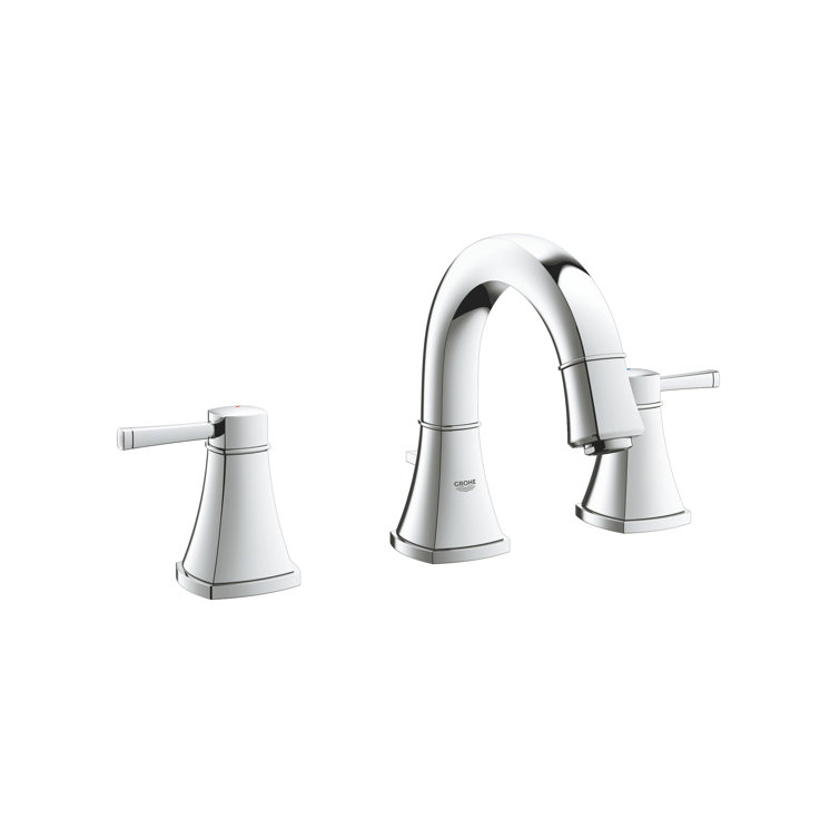 Grandera Polished Chrome 7.25'' High Two-Handle Widespread Bathroom Faucet