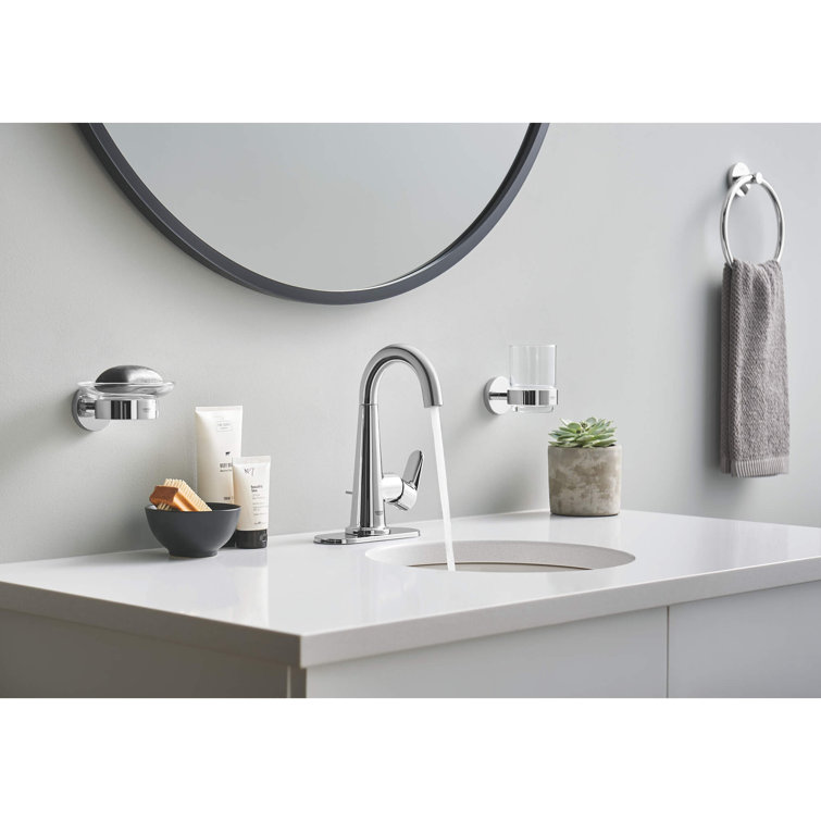 Essentials Clear Glass Wall-Mounted Soap Dish with Chrome Holder