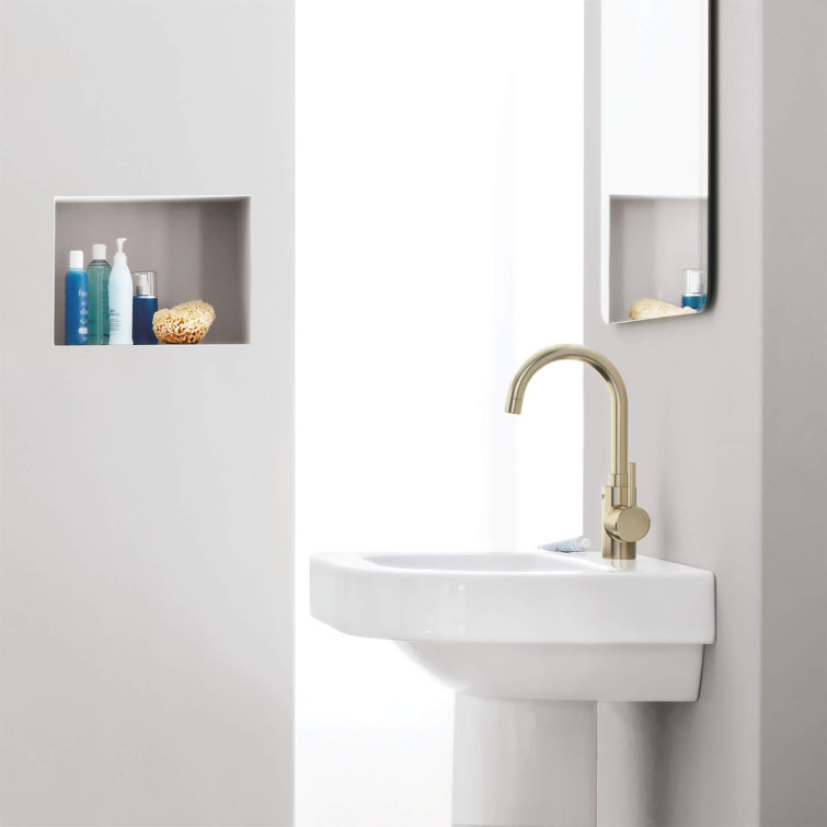 Sleek Euro-Style High-Arc Brushed Nickel Single-Handle Bathroom Faucet