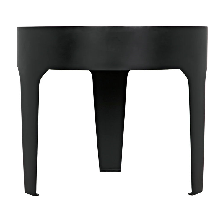 Noir Classic Round 24" Stone and Metal End Table