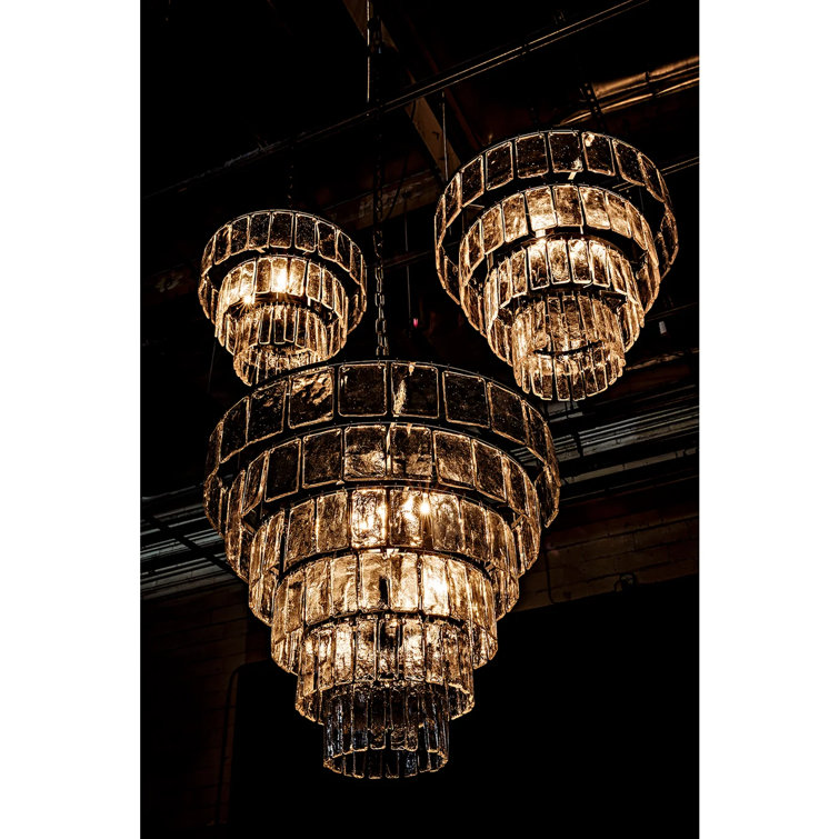 Carnegie Sleek Black Metal 8-Light Tiered Chandelier