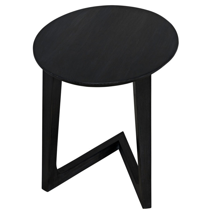Cantilever Charcoal Black 17.5" Round Solid Wood End Table