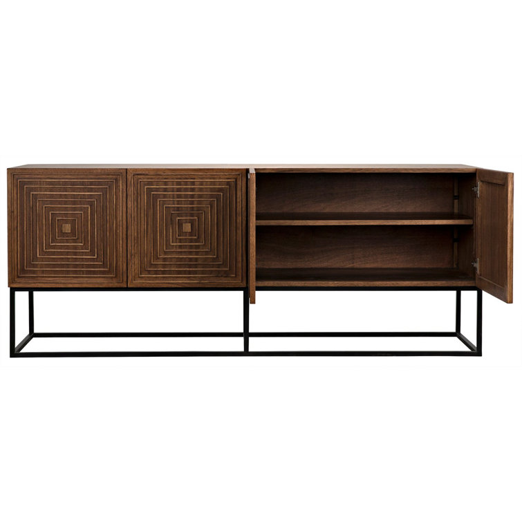 Lanon Elegance 80'' Dark Walnut Sideboard with Metal Accents