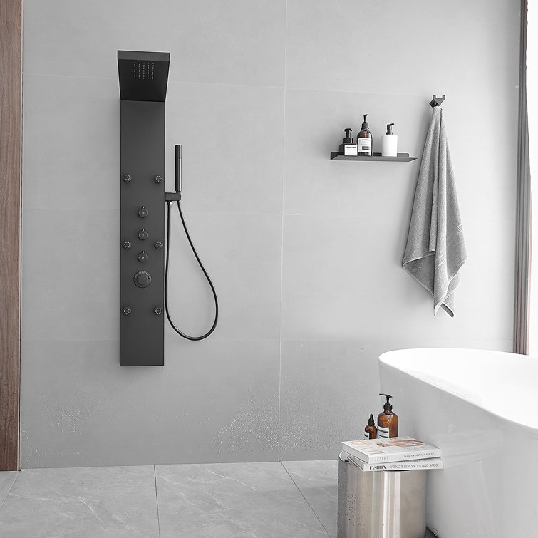 Matte Black 47'' Stainless Steel Shower Panel with Jets