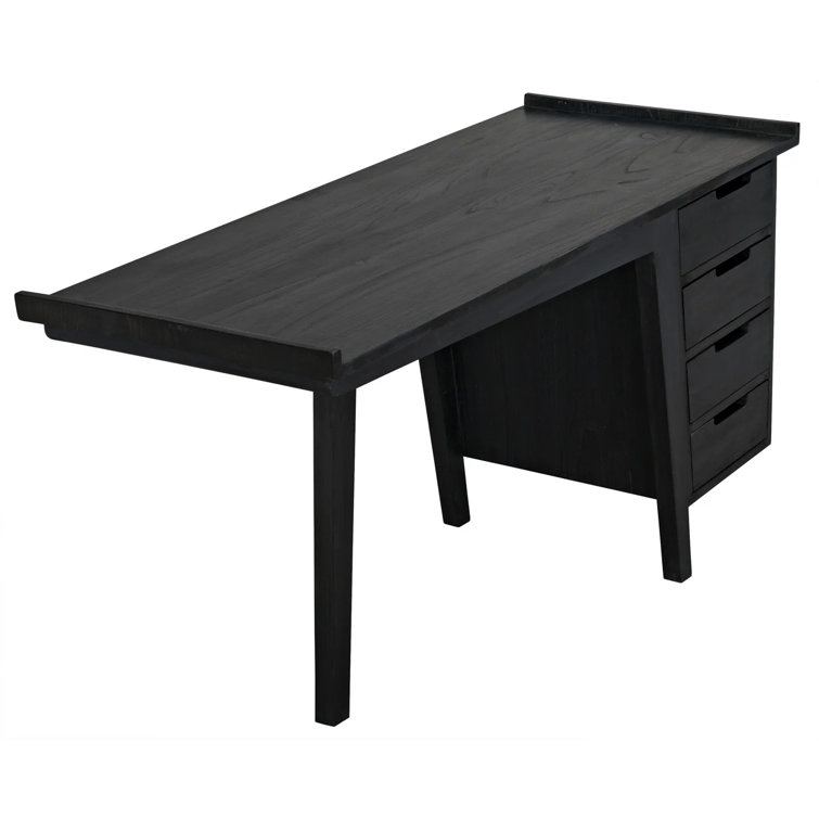 Noir Kennedy Charcoal Black Wood Desk with Drawer 56.5''