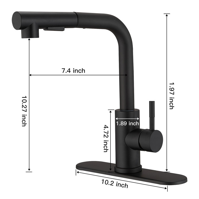 Matte Black Stainless Steel Pull-Out Spray Kitchen Faucet