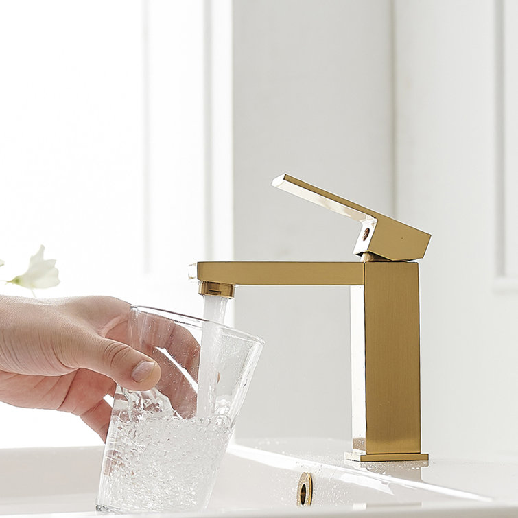 Brushed Gold Stainless Steel Single-Handle Bathroom Faucet