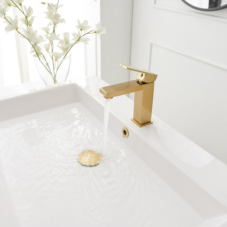 Brushed Gold Stainless Steel Single-Handle Bathroom Faucet