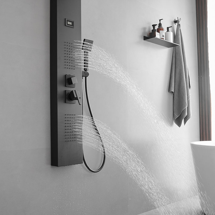 Matte Black 51.57'' Shower Panel with Rainfall Shower Head